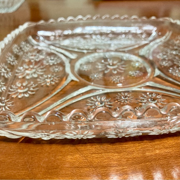 Glass Dish Plate Jewelry Trinket Candy Holder Display Daisies Square 6.5" Square - Picture 4 of 11